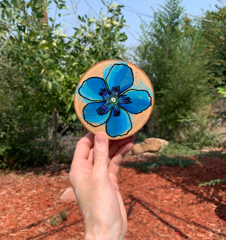 Blue Oleander Wooden Coaster