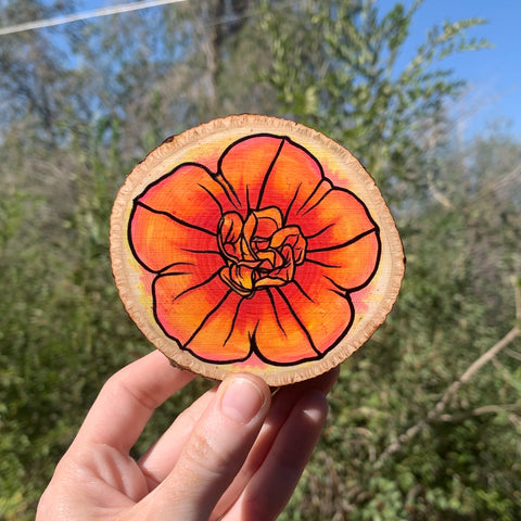 Garden Petunia Wooden Coaster