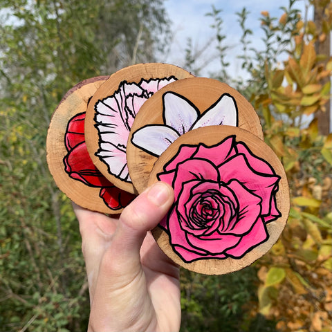 Hand-cut Wooden Coaster Bouquet