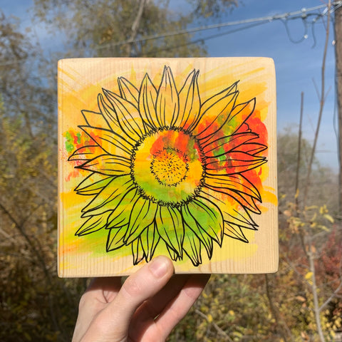 Fall Sunflower Decorative Block