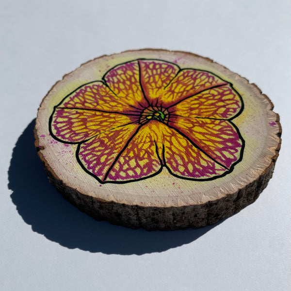 Veined Petunia Wooden Coaster