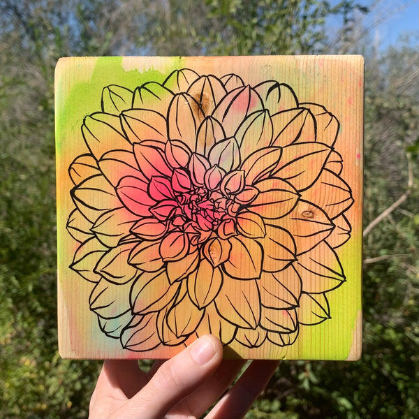 Garden Dahlia Decorative Block